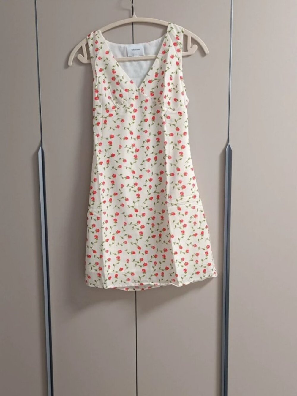 Reformation Floral Mini Dress White Red Roses Size S